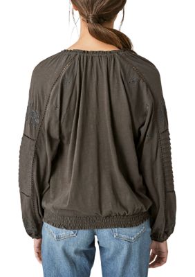 Embroidered Peasant Top