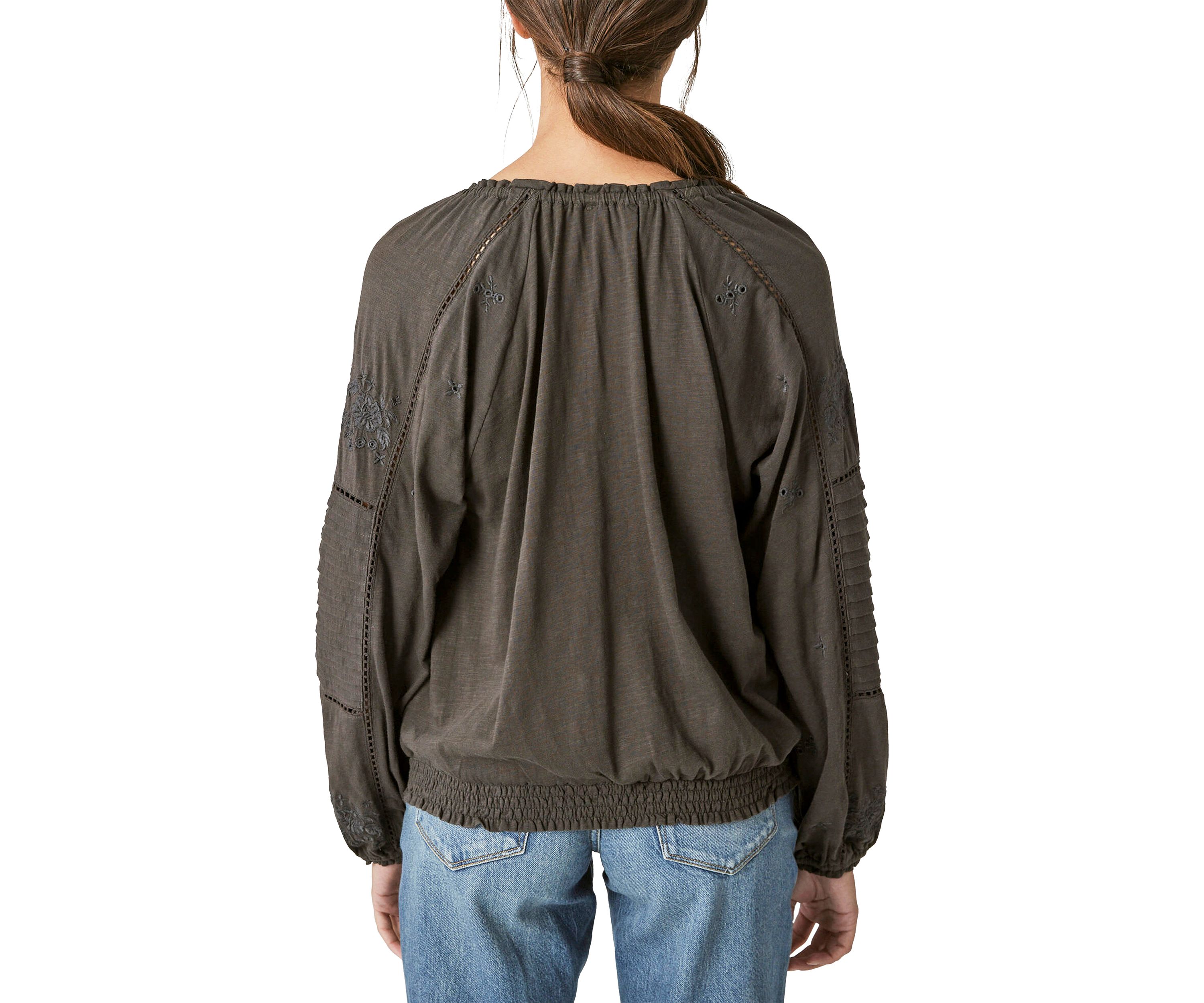 Embroidered Peasant Top