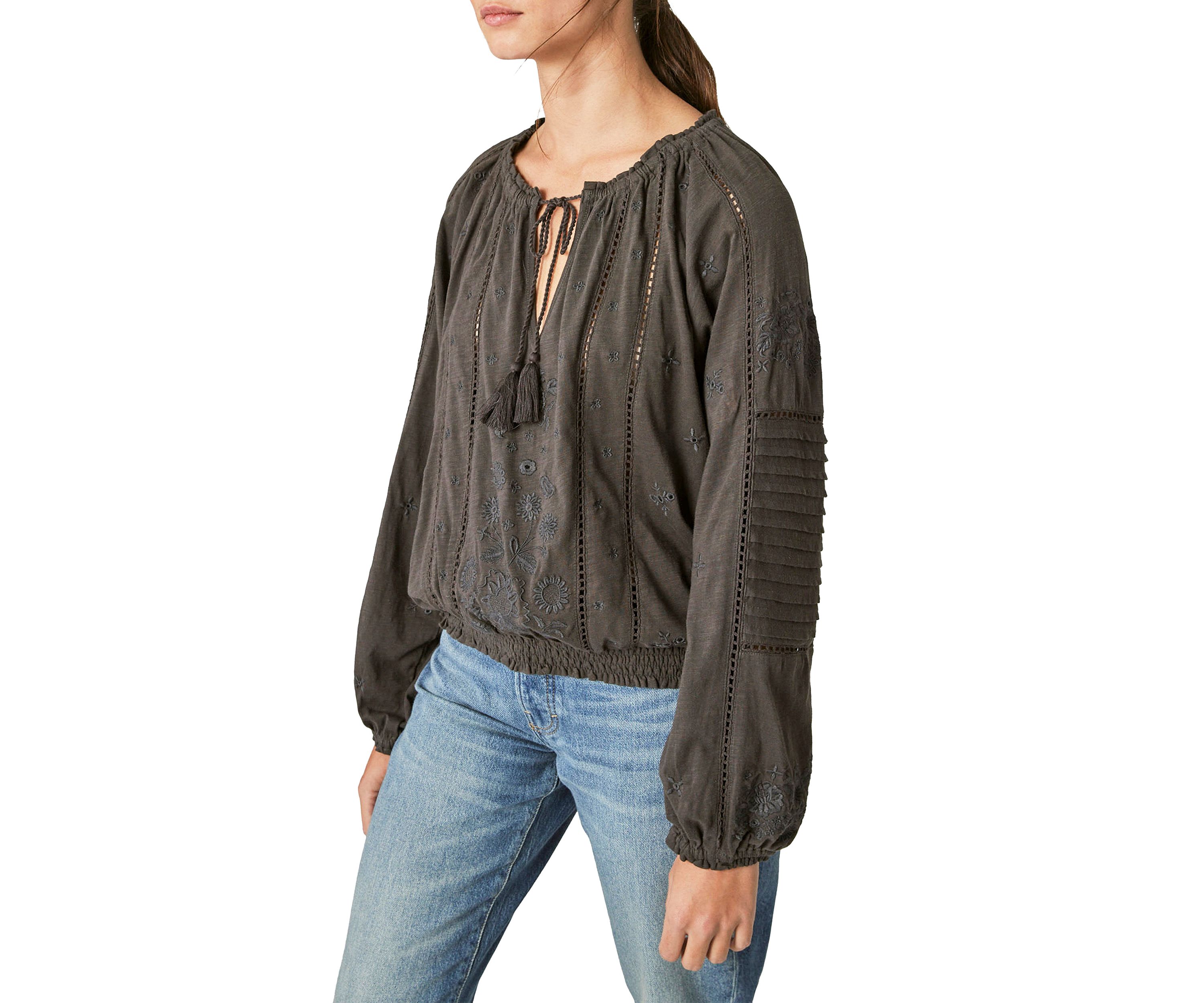 Embroidered Peasant Top