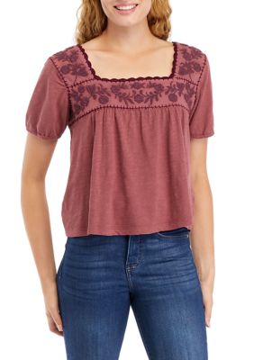 Overdyed Embroidered Peasant Top