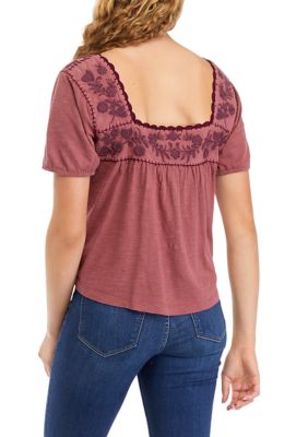 Overdyed Embroidered Peasant Top