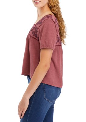 Overdyed Embroidered Peasant Top