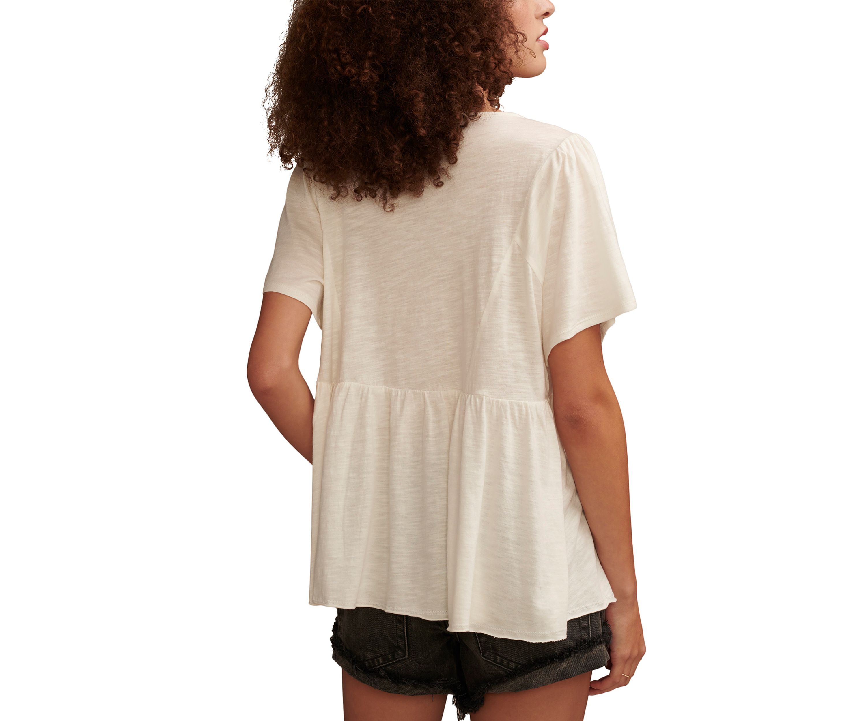 Short Sleeve Crochet Babydoll Knit Top