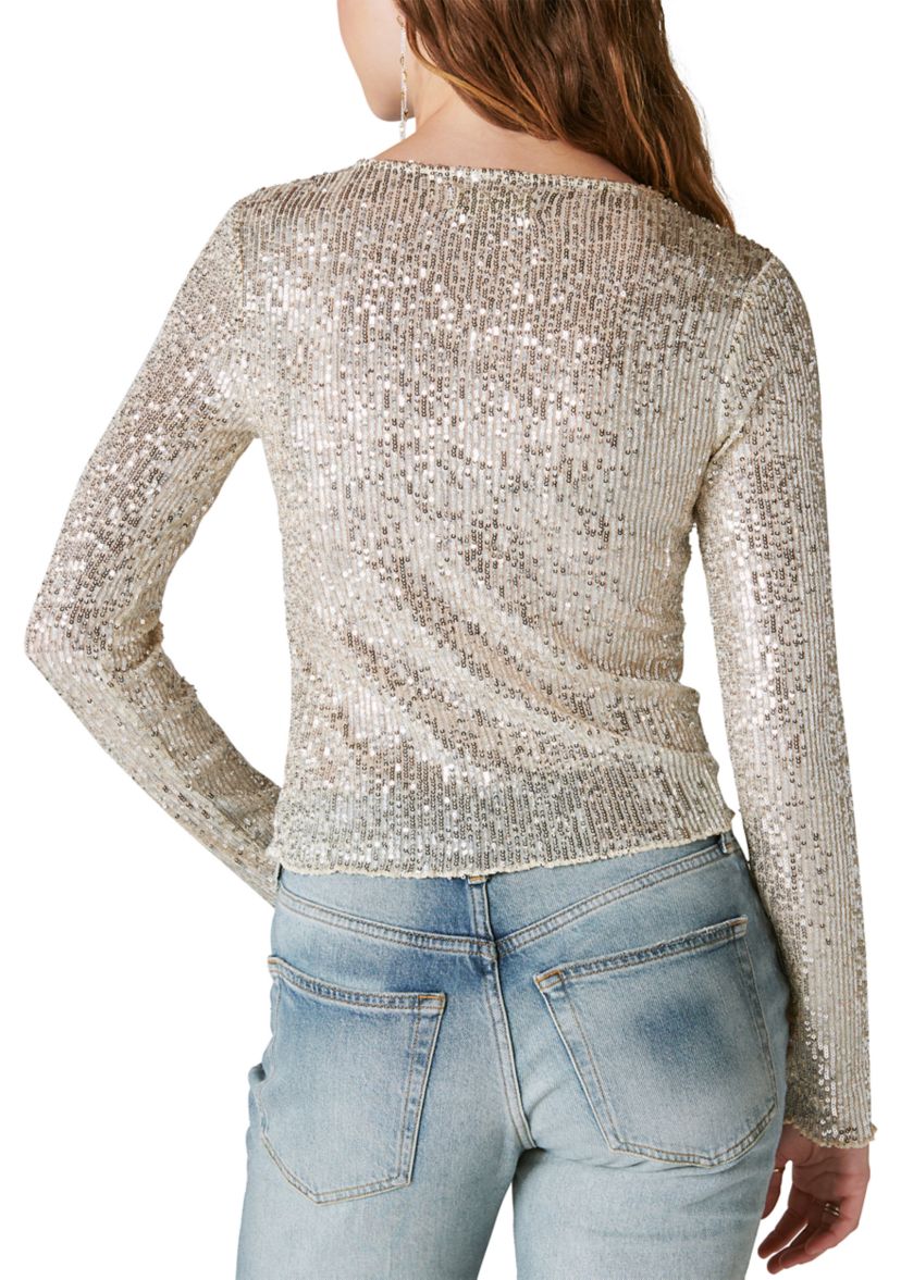 Womens Sequin Knit Top