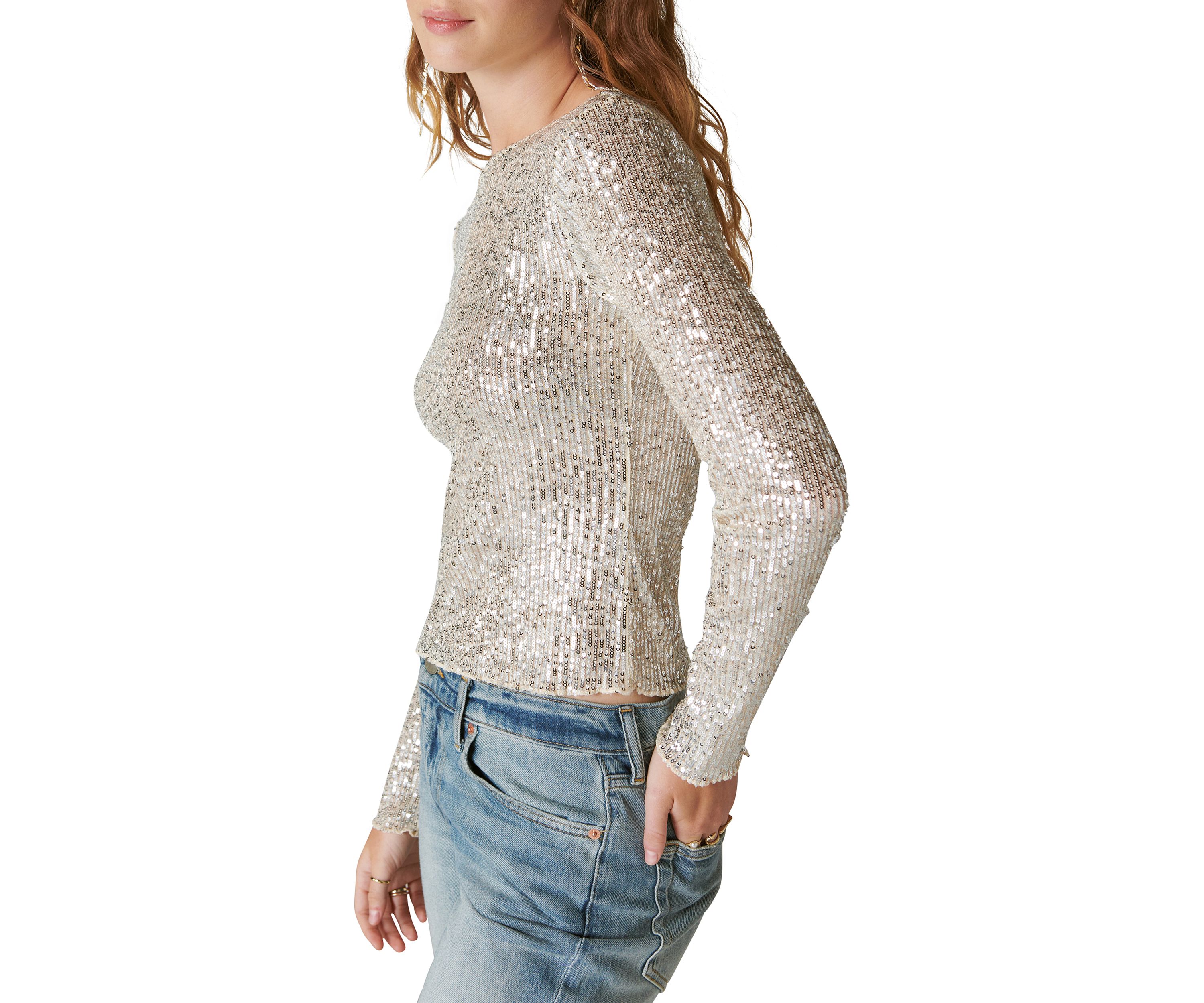 Womens Sequin Knit Top