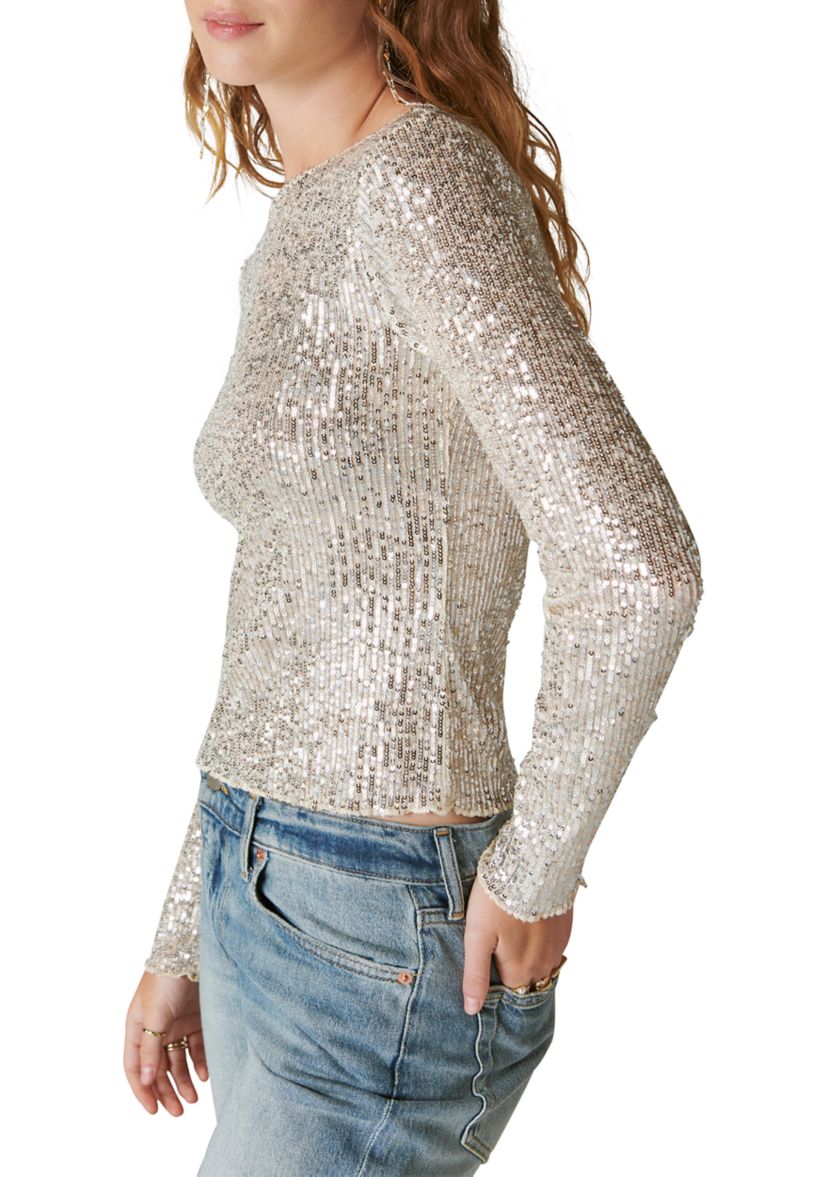 Womens Sequin Knit Top