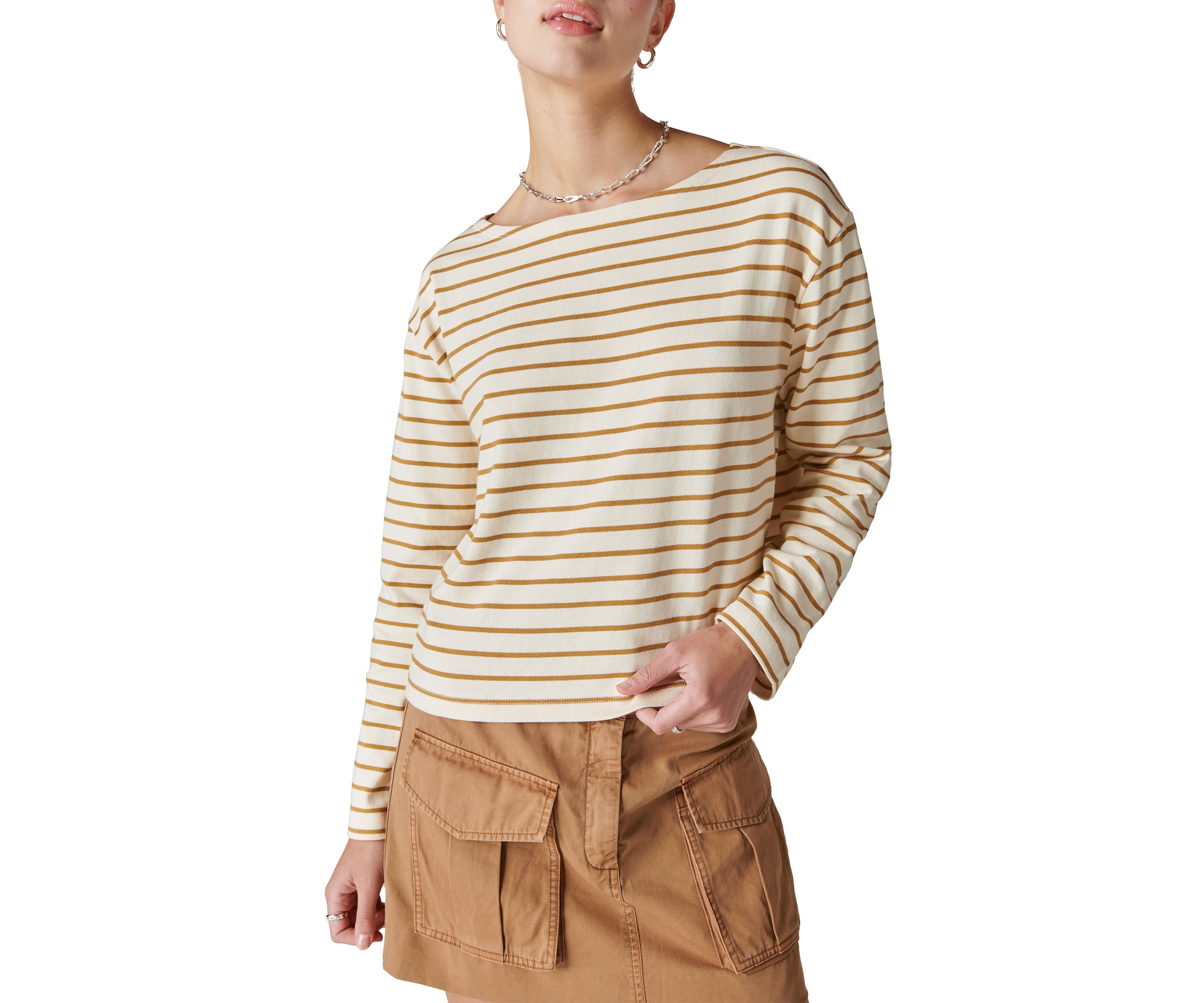 Womens Long Sleeve Stripe Top