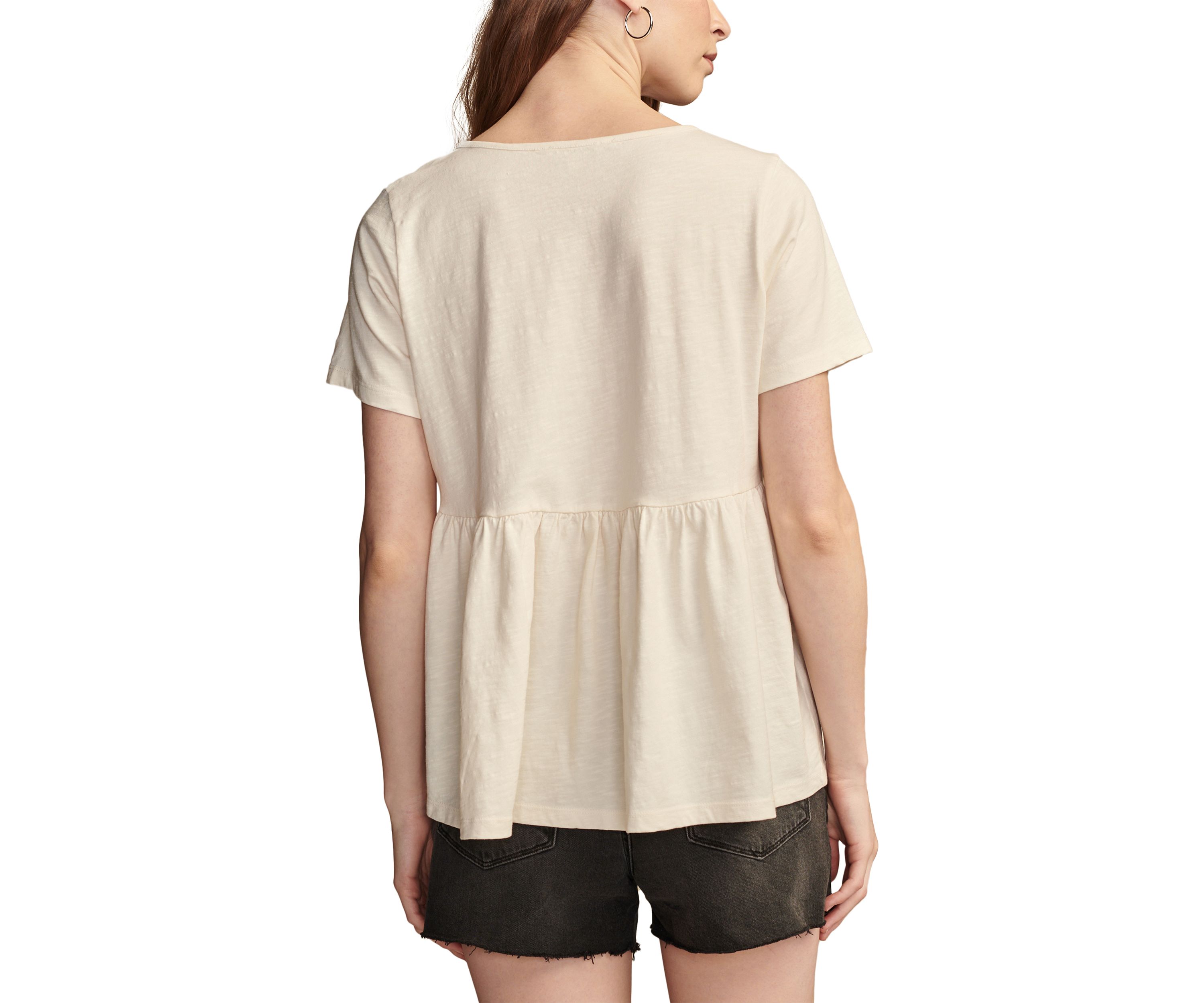 Womens Embroidered Solid Knit Top