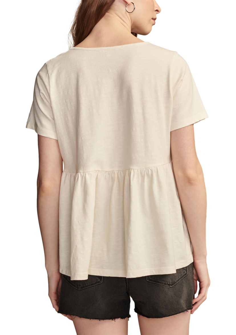 Womens Embroidered Solid Knit Top