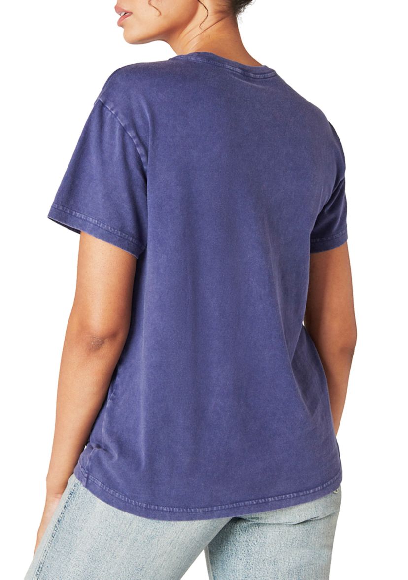 Womens Short Sleeve Butterflies Graphic Boyfriend Shirt 