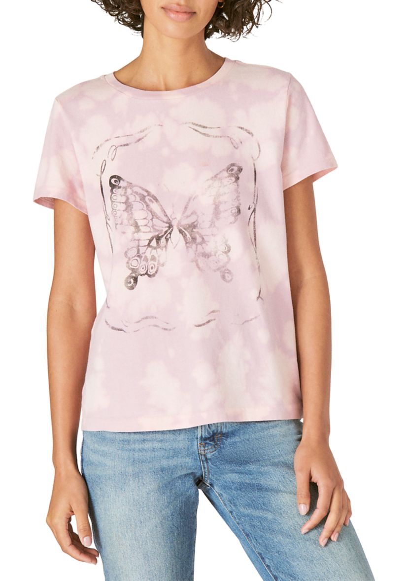Butterfly Crew Neck Graphic T-Shirt