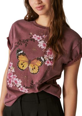 Butterfly Studs Boyfriend Graphic T-Shirt