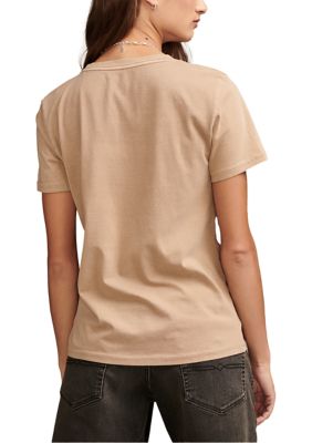 Lucky Brand Square Neck Lace Beach Tee - Women's Clothing Tops