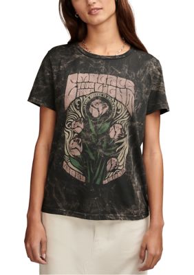 Lucky Brand Womens Tropical Crew Neck Printed Graphic T-Shirt 