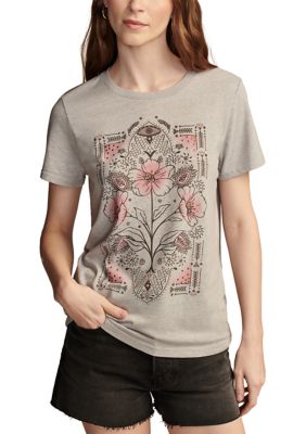 Women's Embroidered Floral Crew Graphic T-Shirt