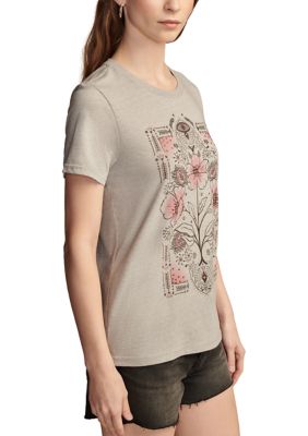 Women's Embroidered Floral Crew Graphic T-Shirt