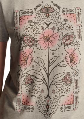 Women's Embroidered Floral Crew Graphic T-Shirt