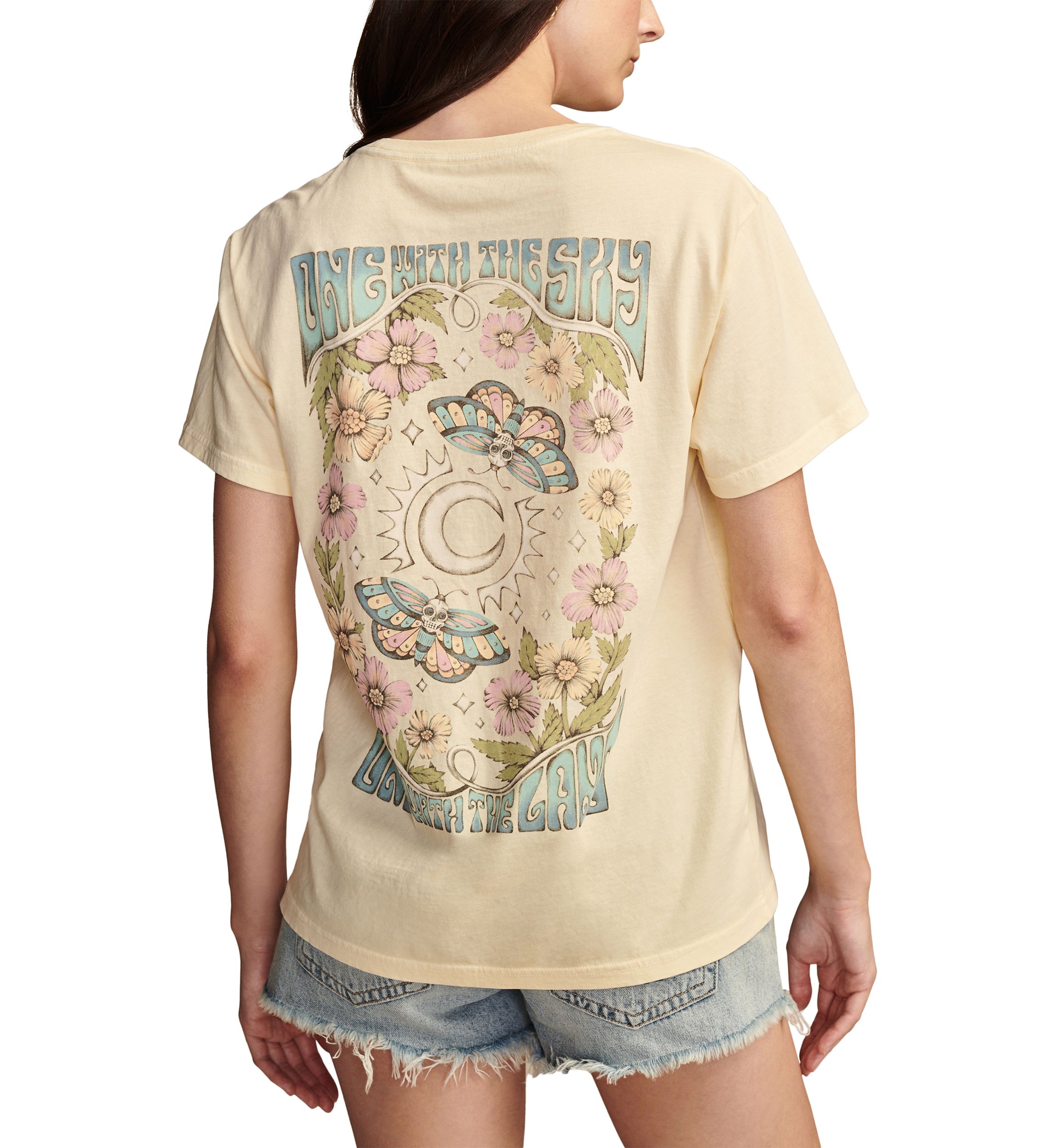 Short Sleeve Floral Skull Boyfriend Graphic T-Shirt