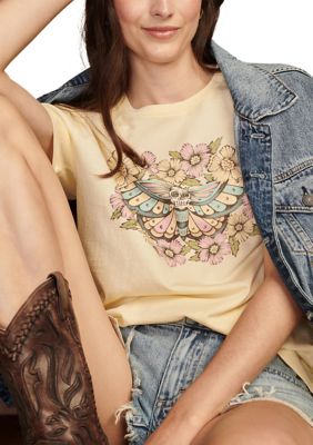 Short Sleeve Floral Skull Boyfriend Graphic T-Shirt