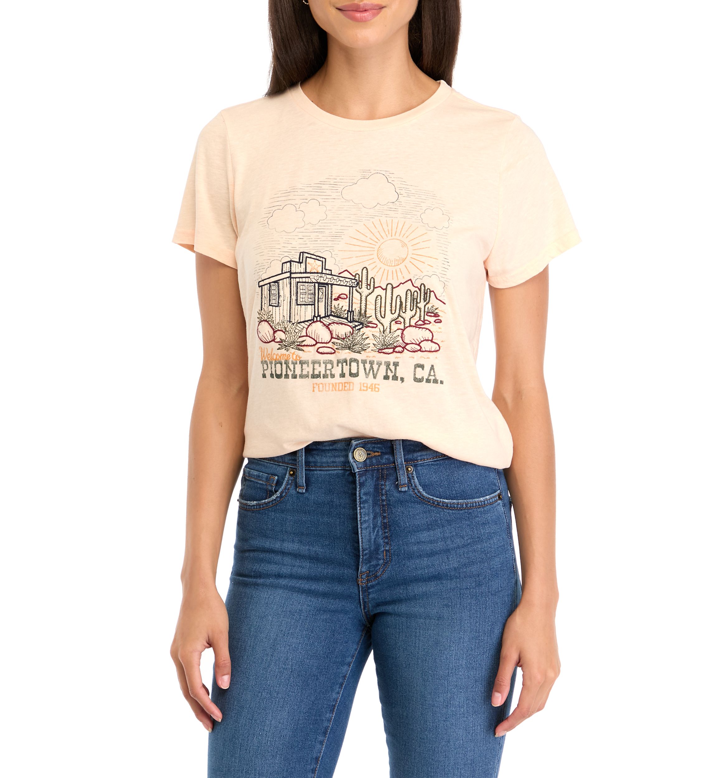Womens Pioneer Town Graphic T-Shirt