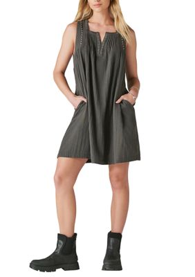 Women's Embellished Pintuck Shift Dress