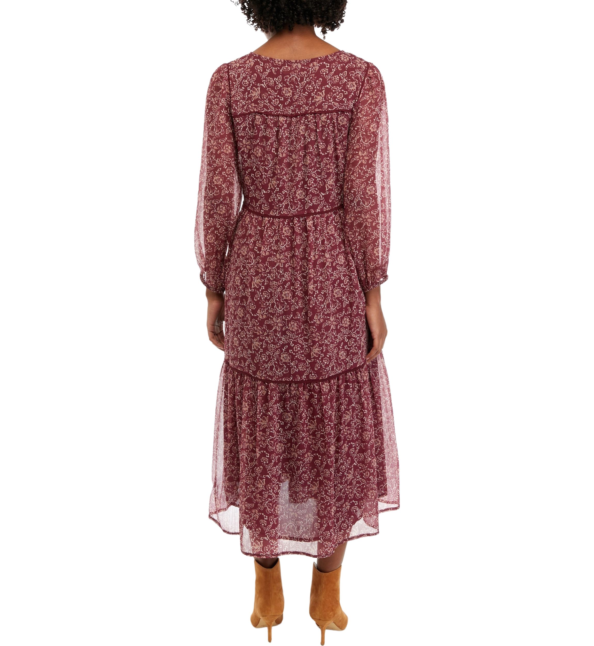 Womens Printed Tiered Maxi Dress