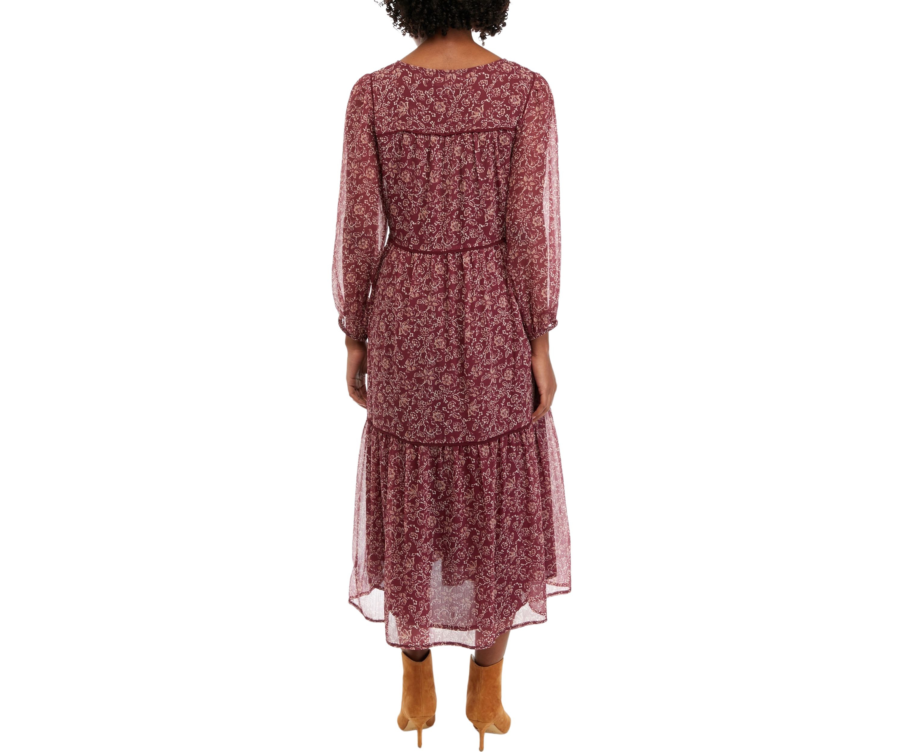 Womens Printed Tiered Maxi Dress