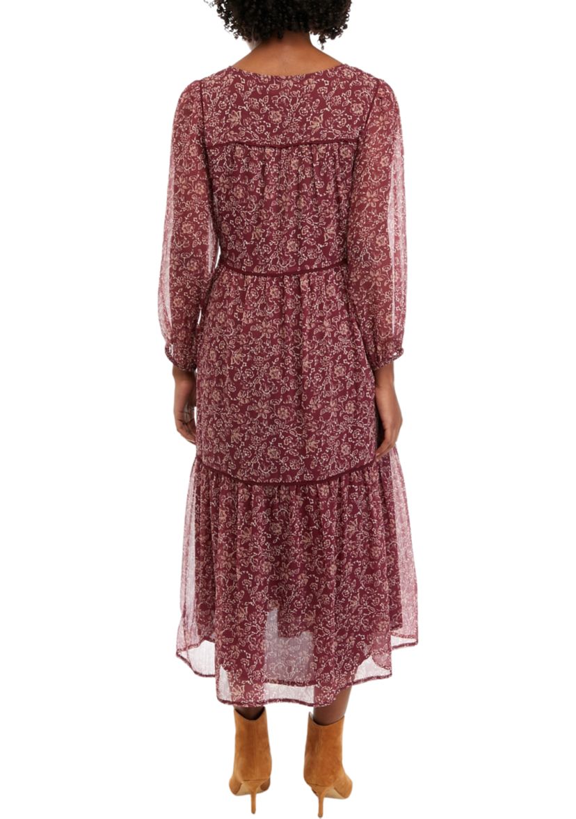 Womens Printed Tiered Maxi Dress