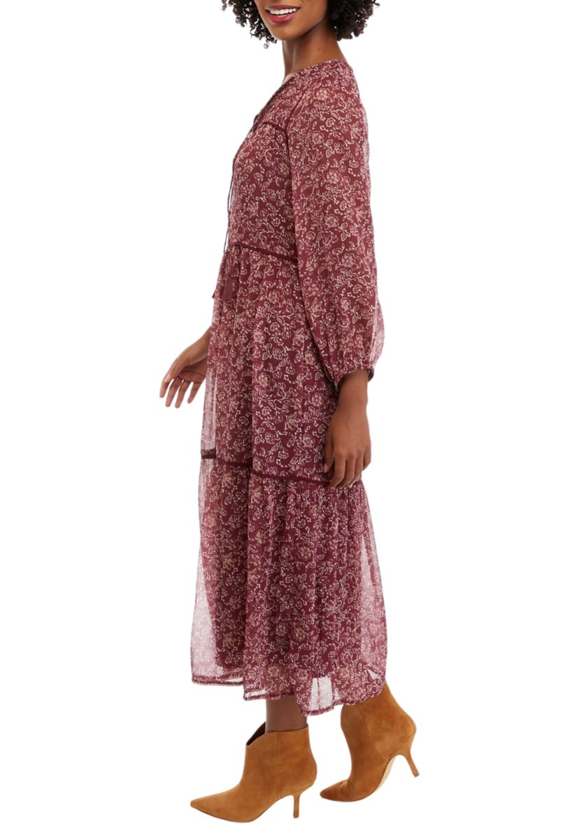 Womens Printed Tiered Maxi Dress