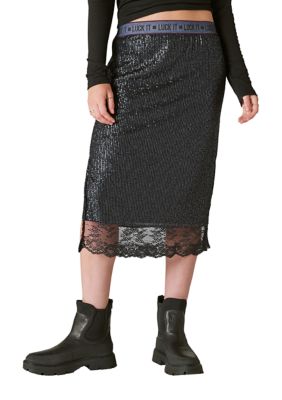 Sequin Lace Midi Skirt