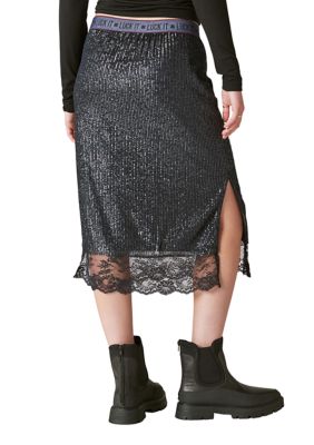 Sequin Lace Midi Skirt