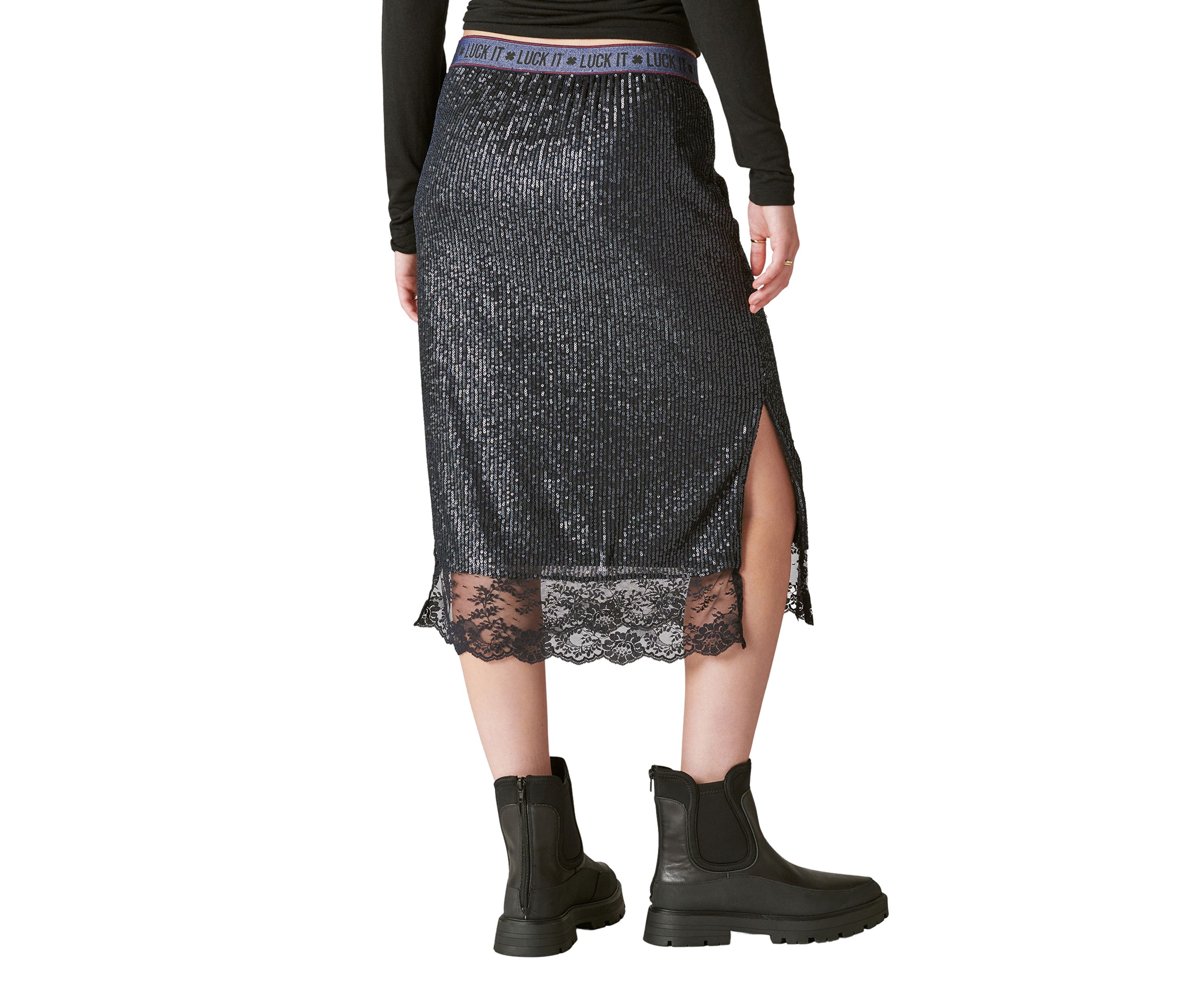 Sequin Lace Midi Skirt