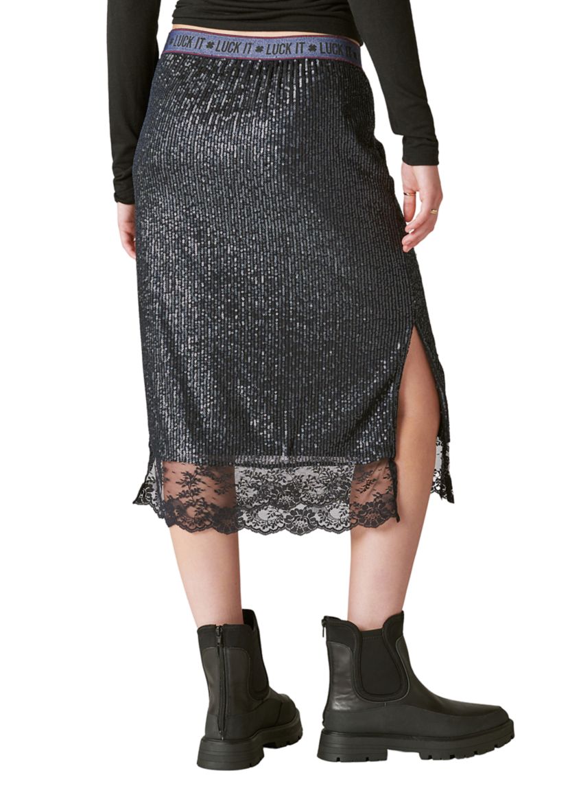 Sequin Lace Midi Skirt