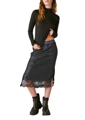 Sequin Lace Midi Skirt