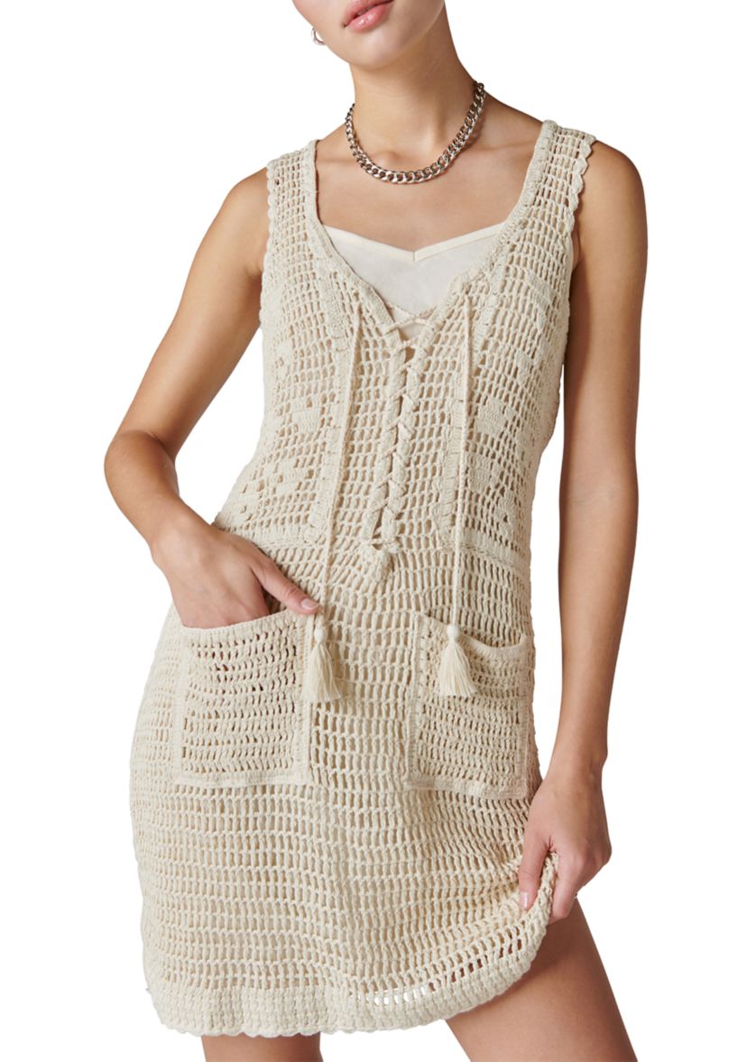 Womens Crochet Baja Tunic Dress