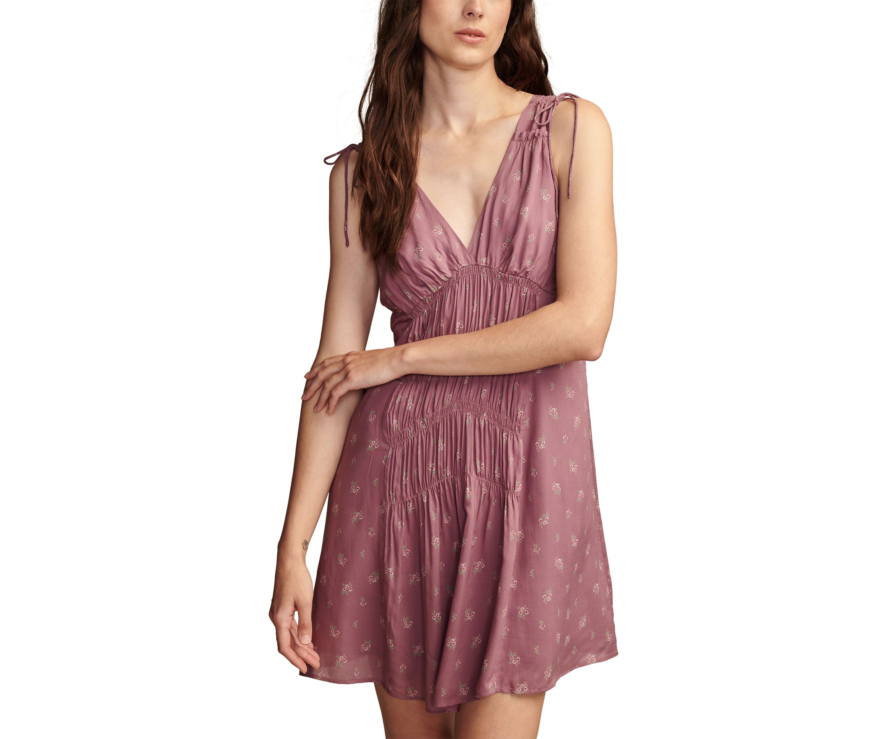 Womens Ditsy Tie Shoulder Floral Printed Dress