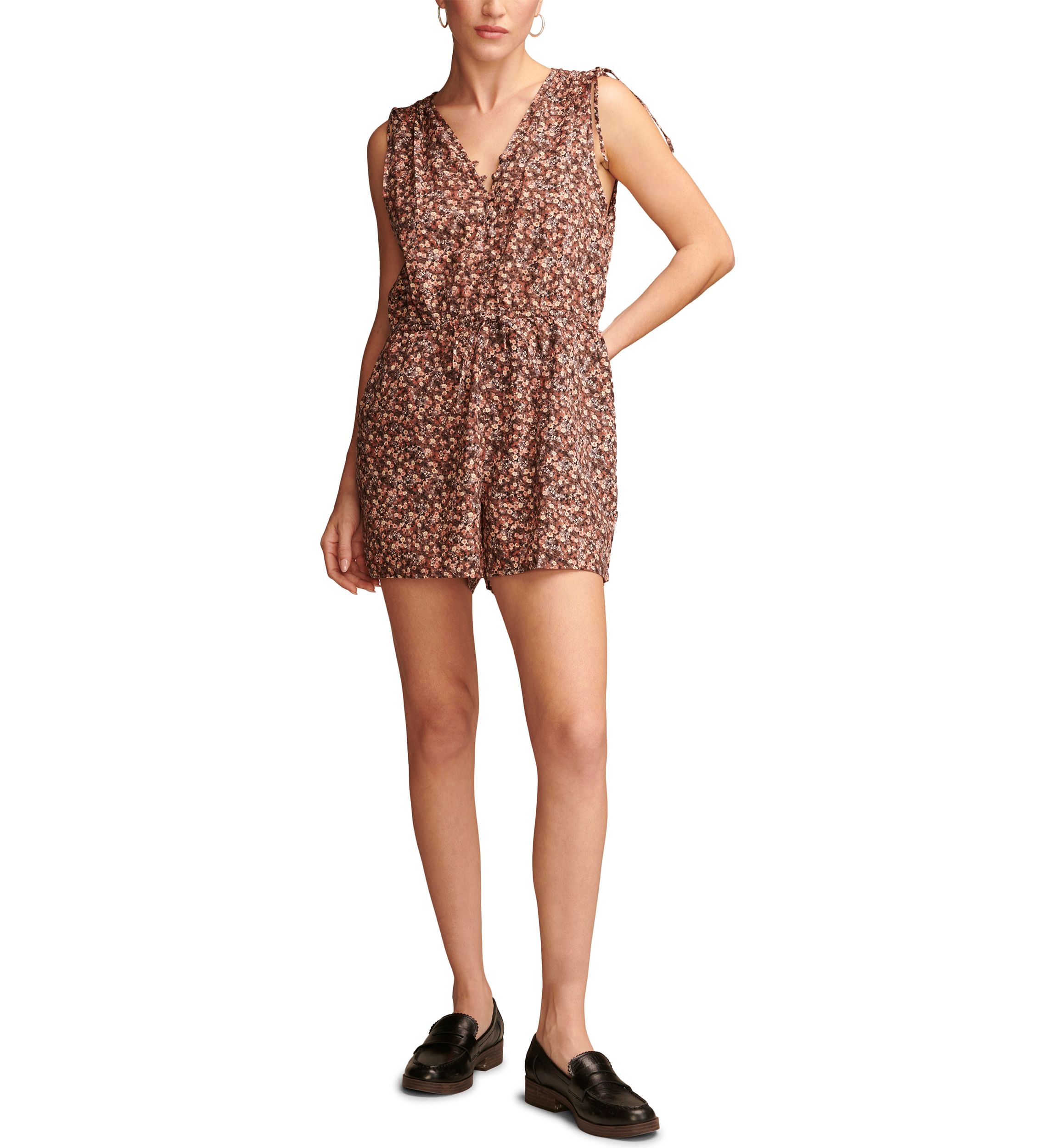 Womens Cinched Floral Romper 