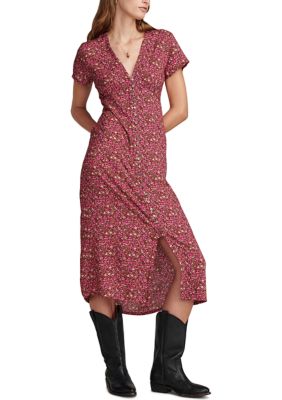 Lucky Brand Lace Button Front Midi Dress