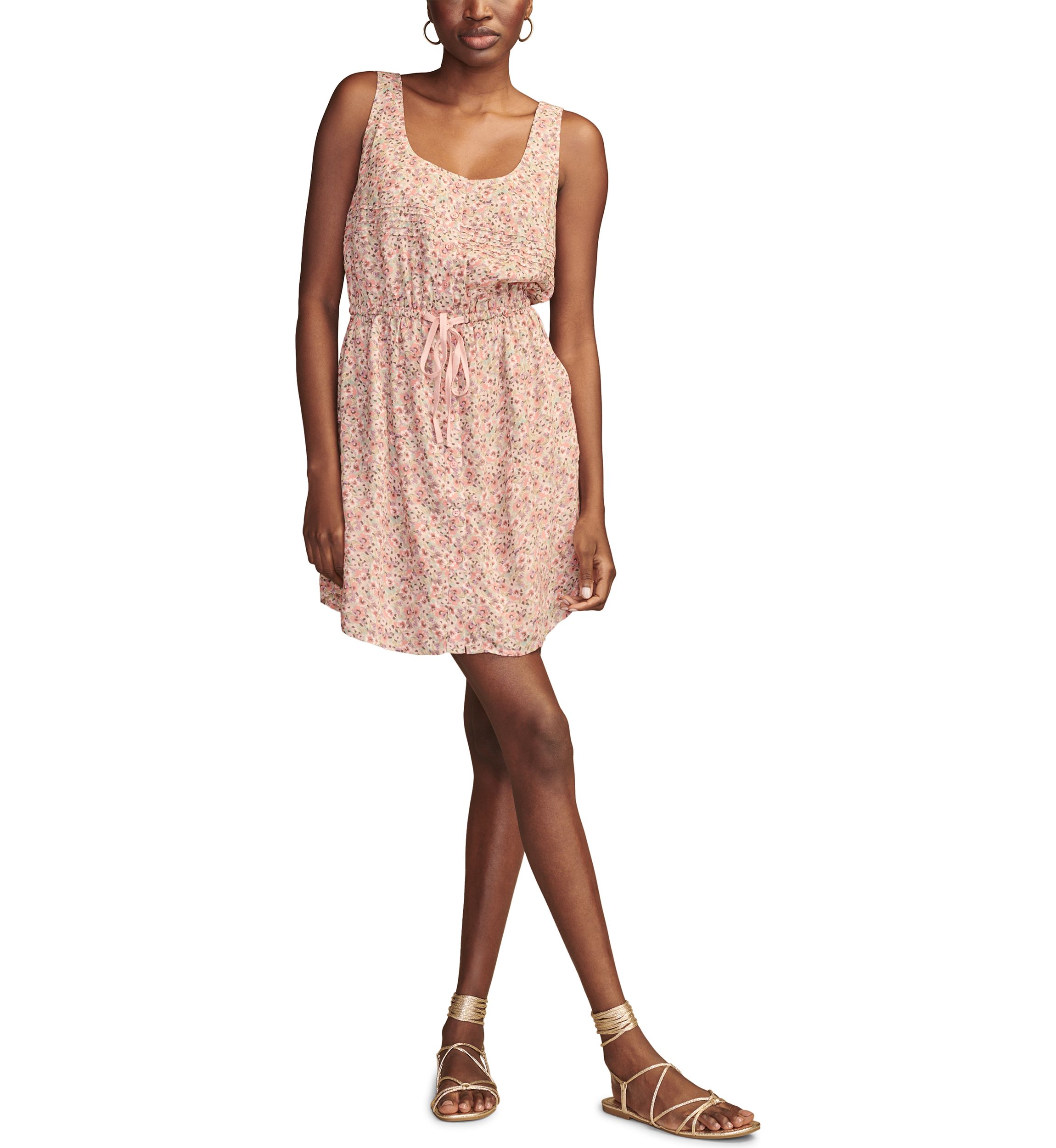 Womens Floral Printed Tie Waist Dress