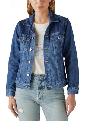 Lucky Brand Dungarees America Women's Denim Trucker Jean Jacket Distressed  Small