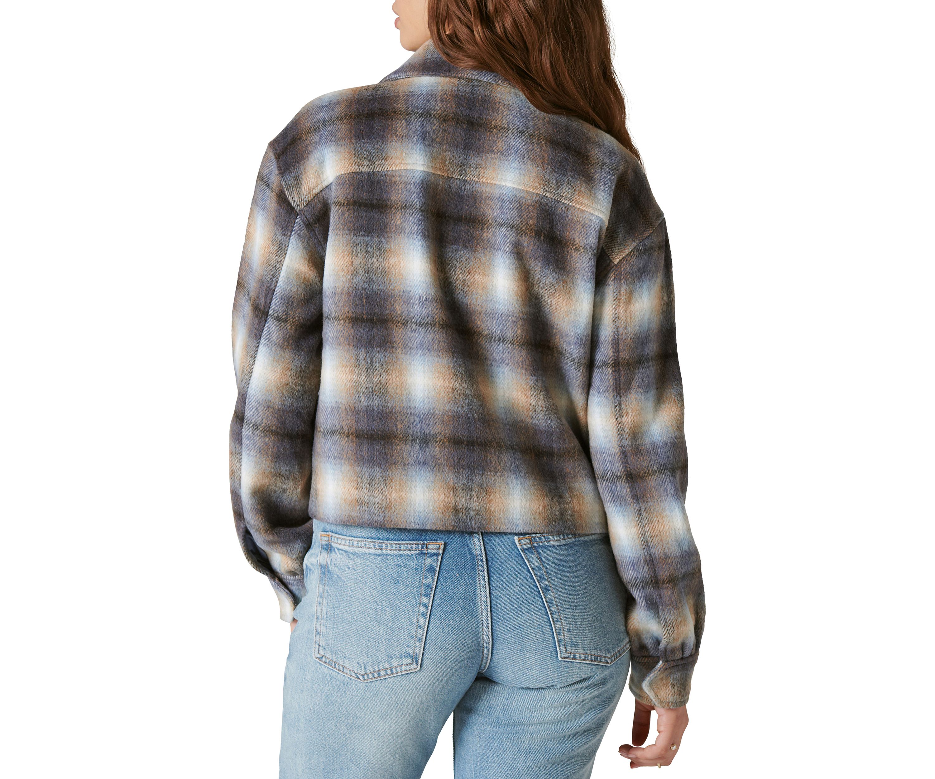 Womens Cropped Plaid Jacket