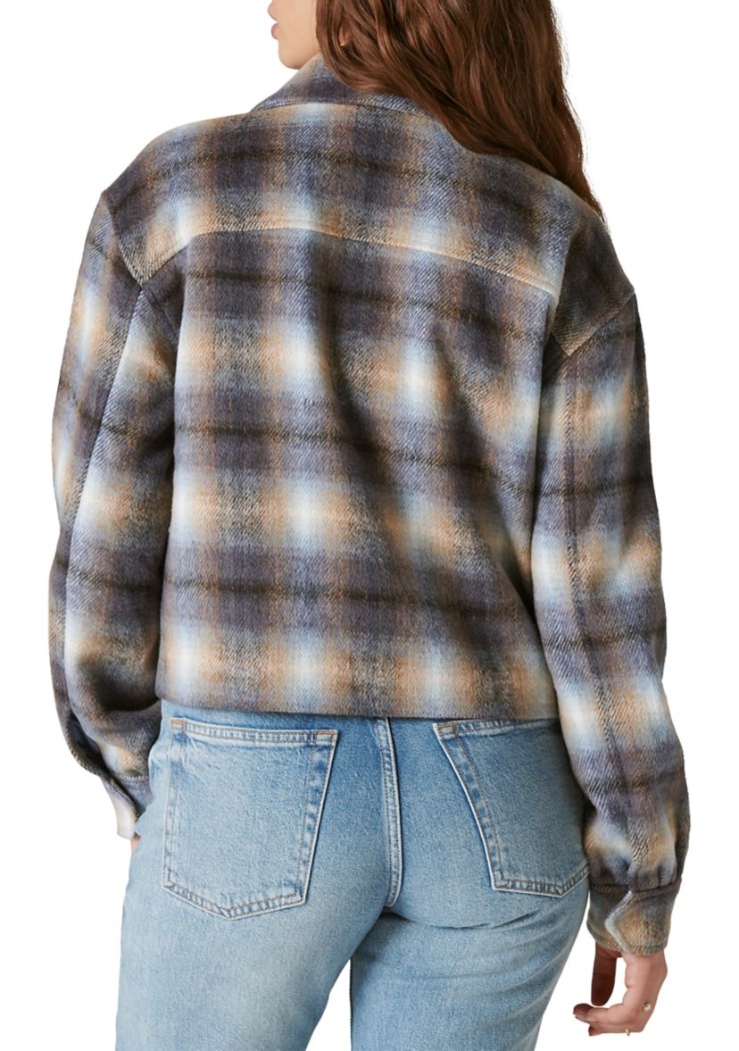Womens Cropped Plaid Jacket