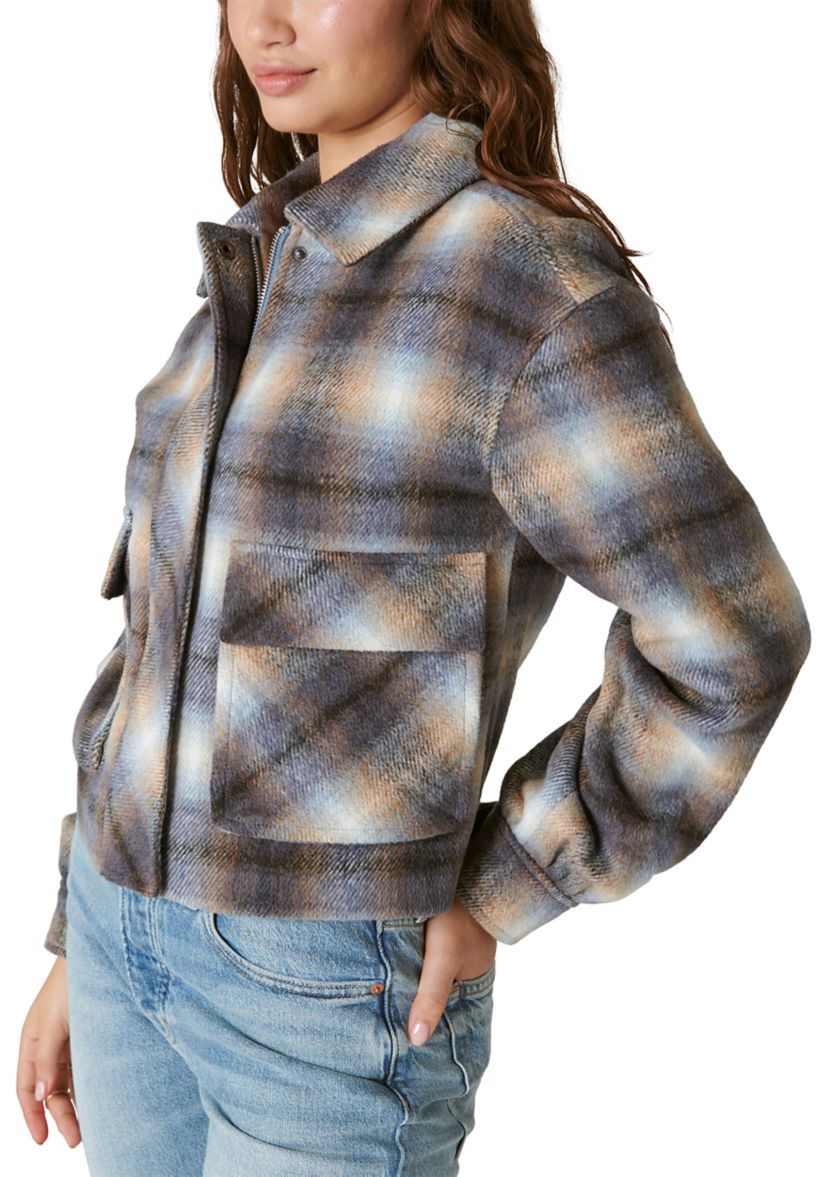 Womens Cropped Plaid Jacket