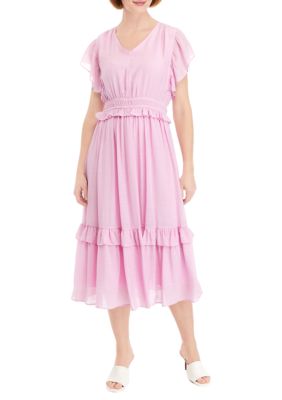 Women's Ruffle Sleeve Midi Dress