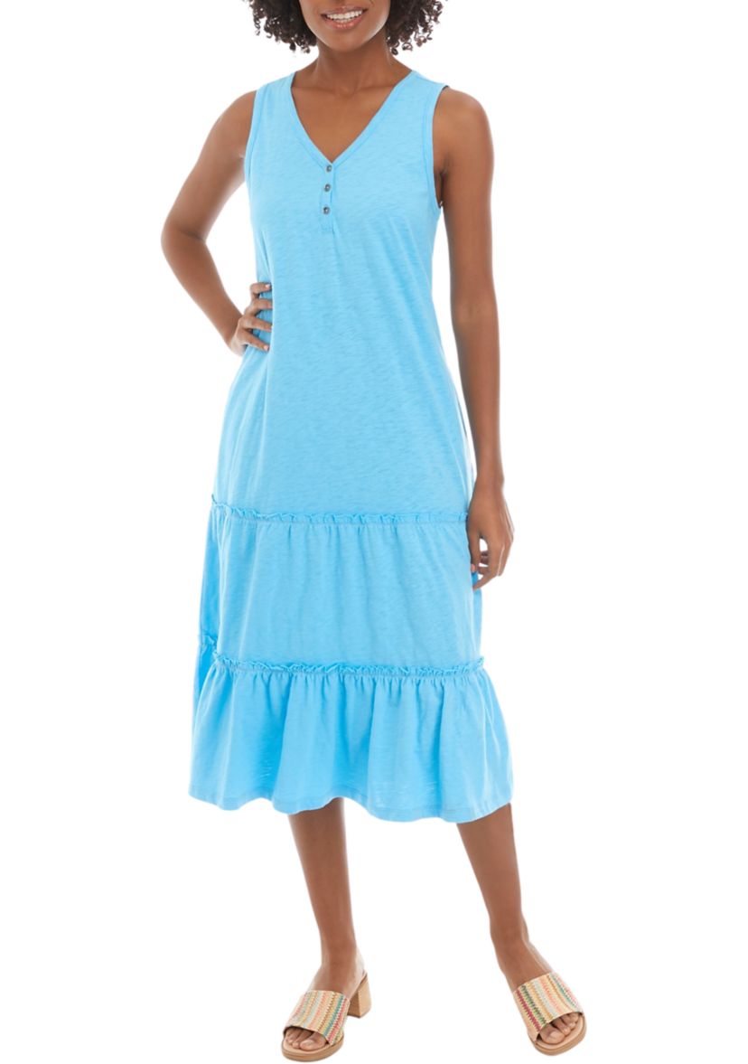 Womens Henley Tank Midi Dress