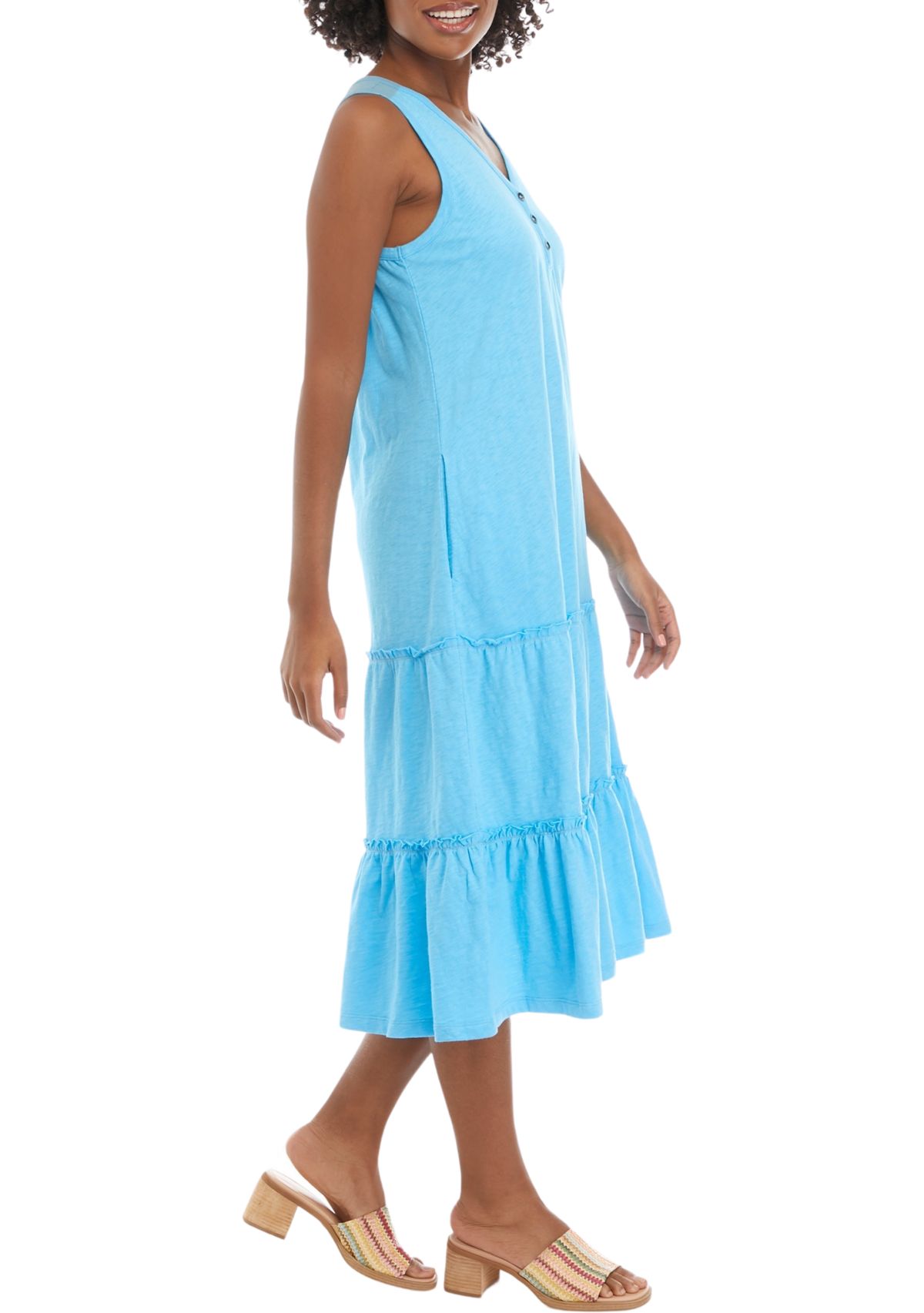 Womens Henley Tank Midi Dress