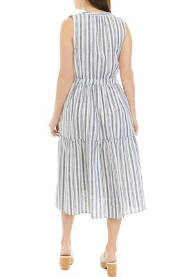 Women's Sleeveless Striped Tie Waist Dress