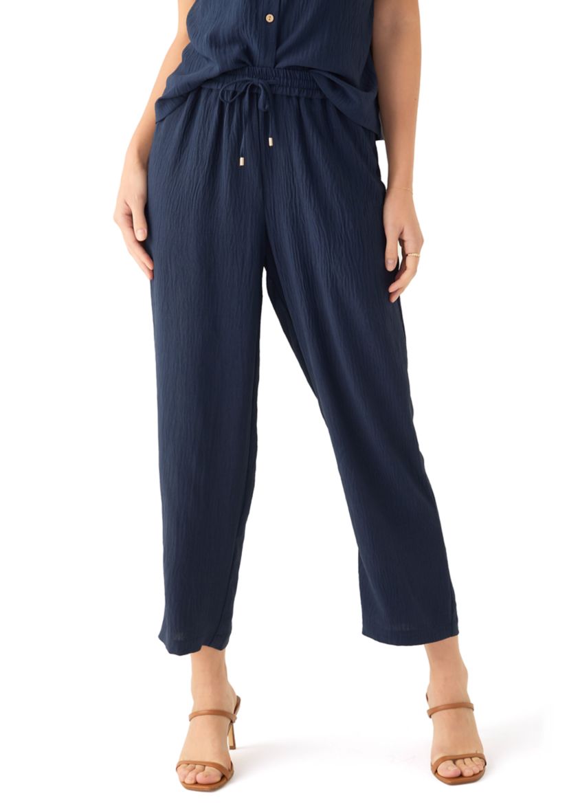 Womens High Rise Tie Waist Ankle Pants