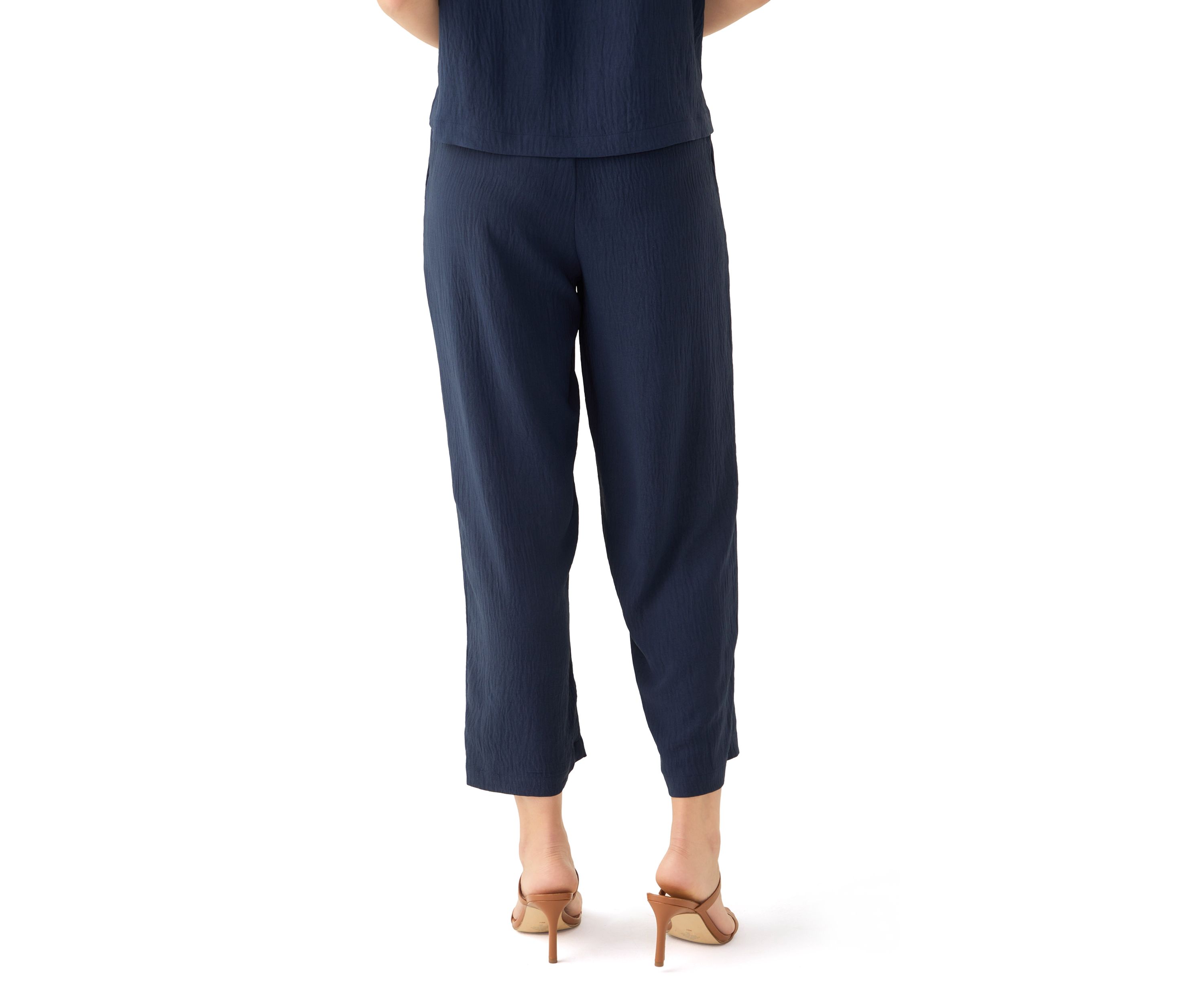 Womens High Rise Tie Waist Ankle Pants