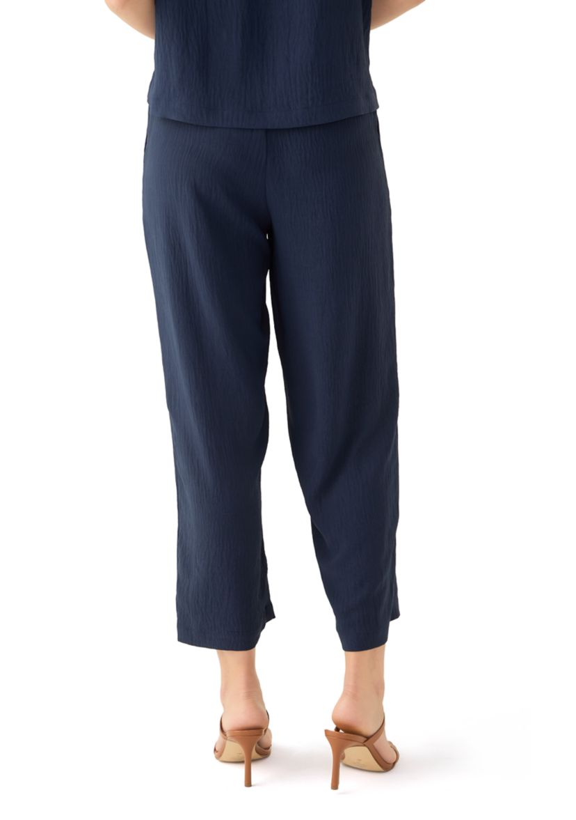 Womens High Rise Tie Waist Ankle Pants